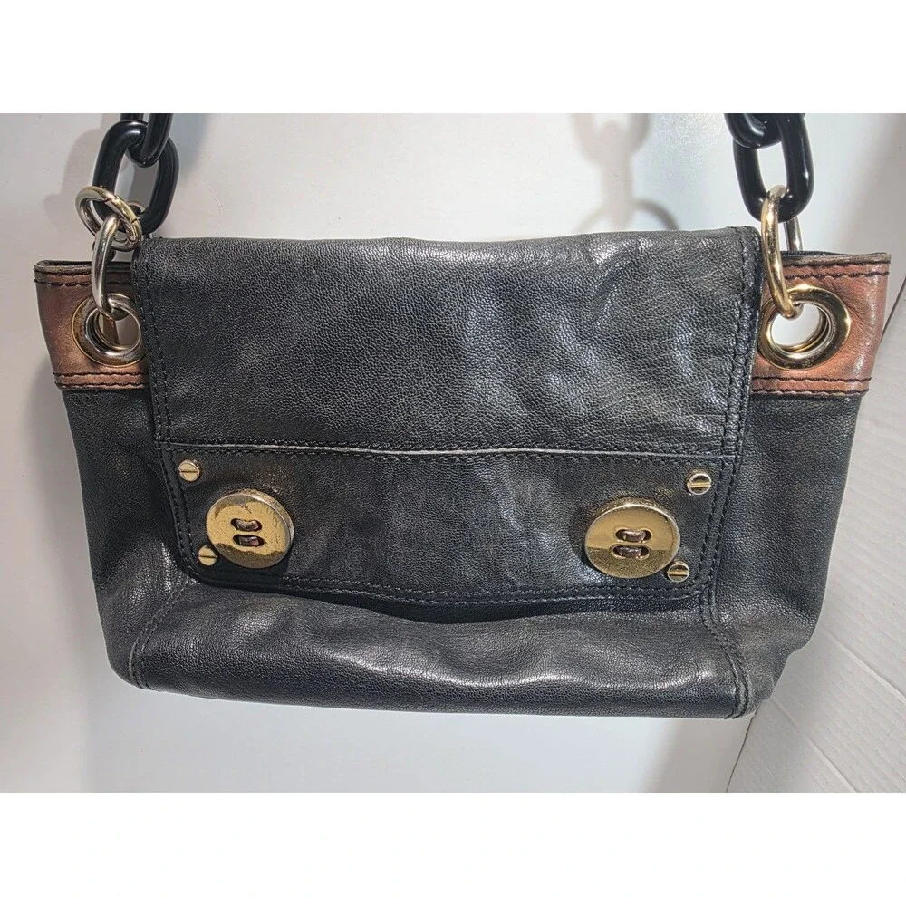 Milly Black Chain Purse with Gold Button Clasps